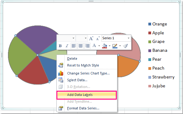 how do i insert percentages on a pie chart in excel for mac